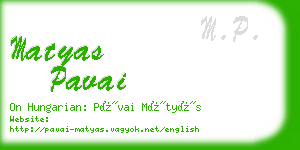 matyas pavai business card